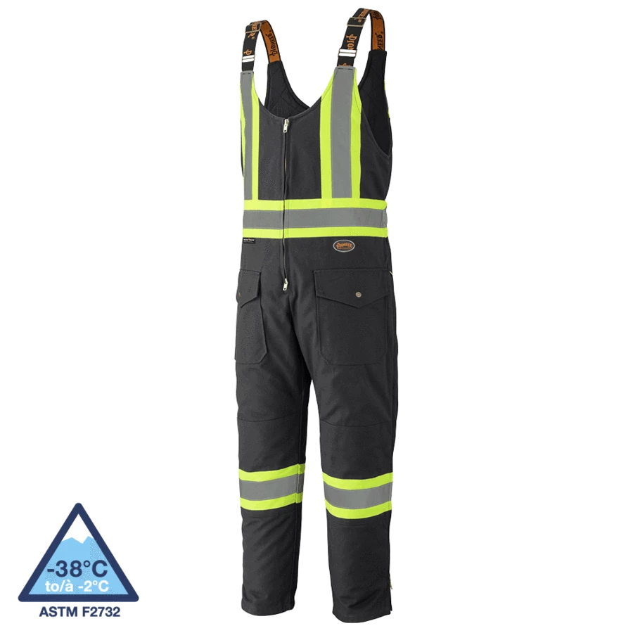 Pioneer Insulated Hi Vis Quilted Cotton Duck Bib Overall | Limited Size Selection Hi-Vis Work Wear