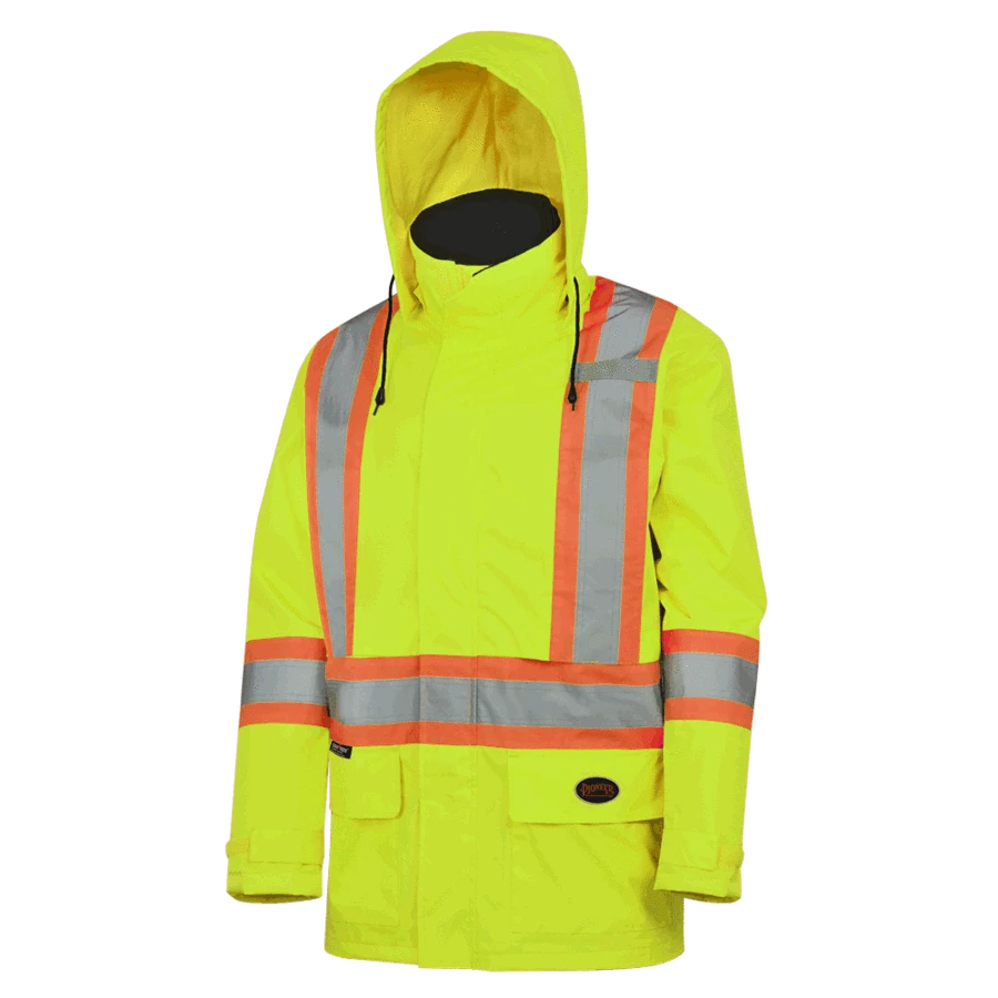 Hi-Vis Work Wear Pioneer 150D Waterproof Hi Vis Rain Jacket | XS-5XL