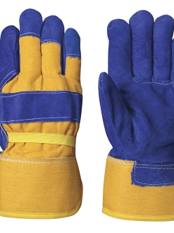Work Gloves Pioneer 655 Insulated Boa Fleece Fitter's Cowsplit Gloves | Blue/Yellow | Pack Of 12 Pairs