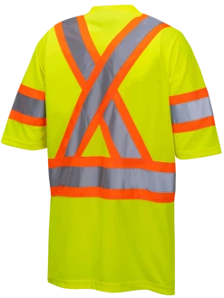 Hi-Vis Work Wear Pioneer Hi Viz Birdseye Safety T-Shirt W/ Tape On Sleeve | Sizes XS - 5XL