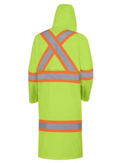 Hi-Vis Work Wear Pioneer The Rock 300D Oxford Polyester Waterproof Safety Long Coat | S-5XL