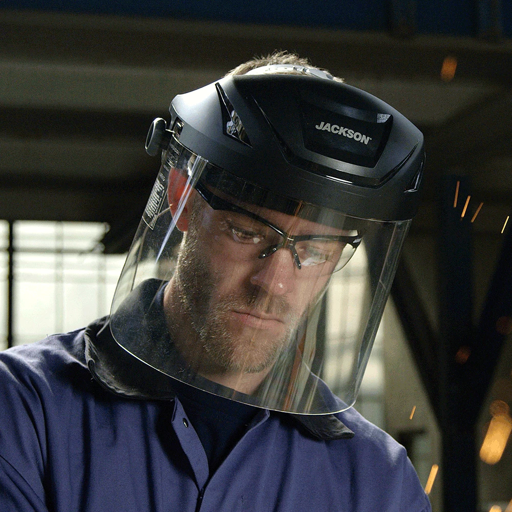 Jackson Safety Personal Protective Equipment Jackson F4XP Premium 370 Speed Dial™ Ratcheting Adjustment Faceshield Kit - Clear Visor