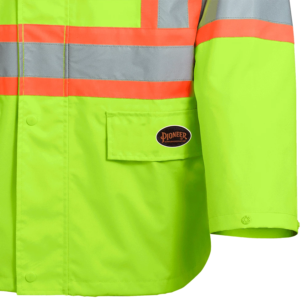 Pioneer The Rock 300D Oxford Polyester Waterproof Safety Rain Jacket | S-5XL Hi-Vis Work Wear