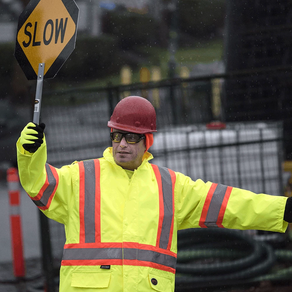Pioneer The Rock 300D Oxford Polyester Waterproof Safety Rain Jacket | S-5XL Hi-Vis Work Wear