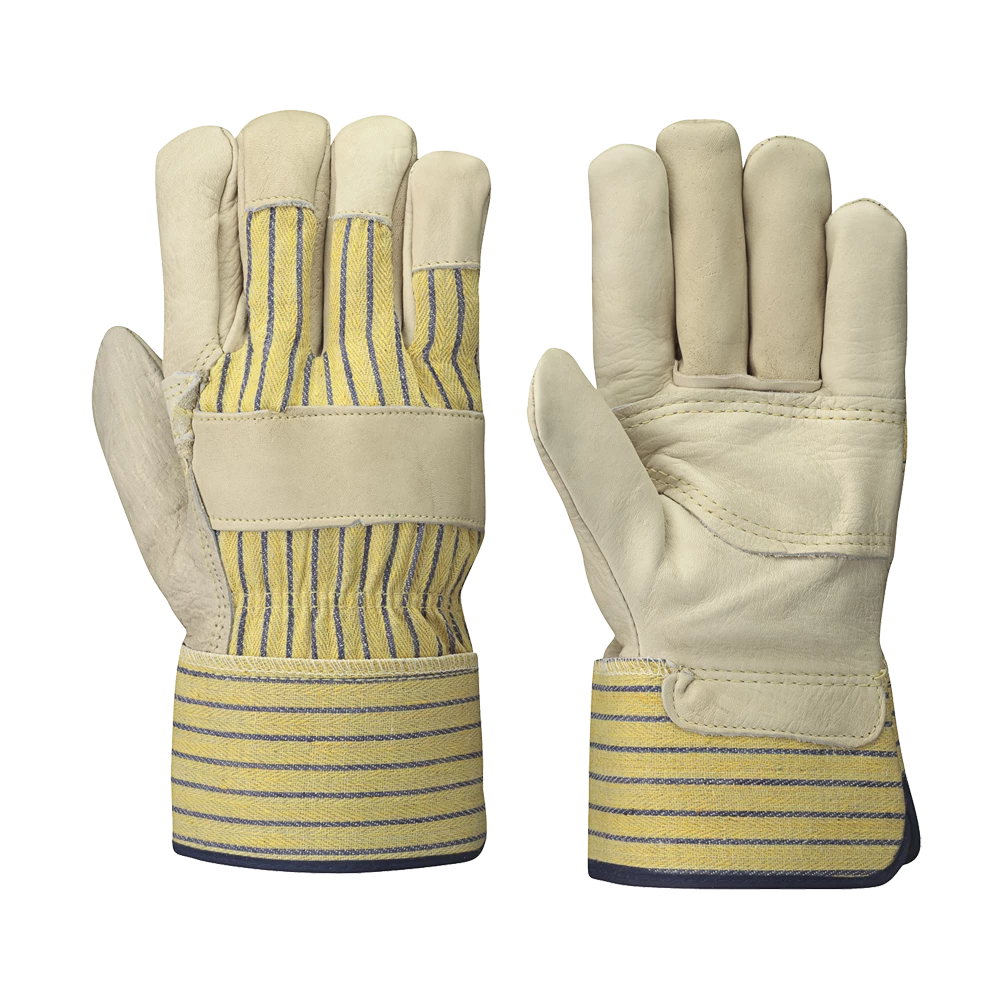 Pioneer Unlined Patch Palm Cowgrain Leather Work Gloves (Inside Elastic) - Pack Of 12 Pairs