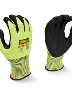 DeWalt Workwear Work Gloves DeWalt DPG855 Hi-Vis Cut Resistant Fiberglass Glove With Foam Nitrile Palm - Pack Of 12 Pairs