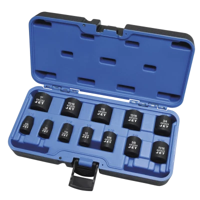 Power Tool Accessories Jet 3/8" Dr. Impact Socket Set - SAE - 6 Point - 12 Piece